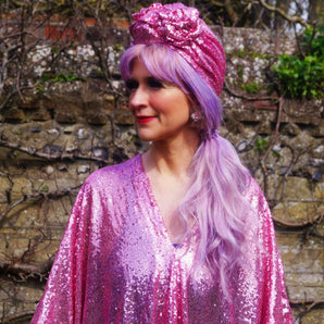 Baby Pink Sequin Kaftan Dress