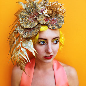Gold Metallic flower headpiece