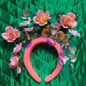 Wildflower Neon Iridescent flowers and peaches Garden Headband