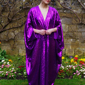 Purple Sequin Kaftan Dress