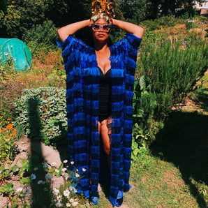 Sequin Fringing Tassel Robe in Midnight Blue