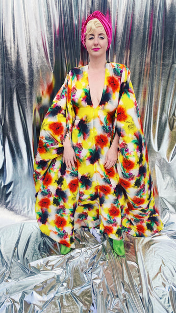 neon kaftan dress Neon Green & Orange High-Low Kaftan