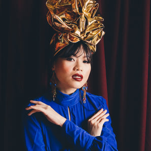 Gold or Silver Bespoke Liquid Metal Metallic PVC Turban