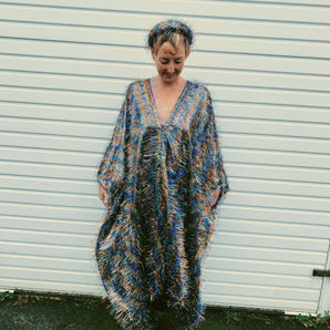 Iridescent MIDI *Christmas Special* Icy Tinsel Multi-coloured Shimmer Kaftan Dress