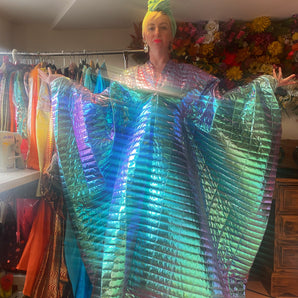 Metallic Holographic/ Pearlescent shimmer double sided quilted Kaftan Gown