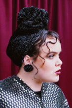 Load image into Gallery viewer, Tinsel Knit Black Top Not Stretch Turban
