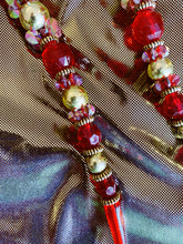 Load image into Gallery viewer, Long Dangle and Drop earrings in Red and Gold
