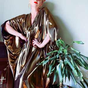 Liquid Gold Slinky Kaftan Midi / Maxi / Kimono