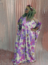 Load image into Gallery viewer, Abstract Lilac and Cream Heavily Sequin V-neck Mesh Shoulder Kaftan Gown
