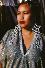 Load image into Gallery viewer, Giant Star Silver Glitter Dangle Earrings
