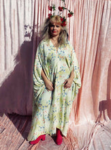 Load image into Gallery viewer, Sweet Florals Printed Springtime Kaftan Dress in Lemon
