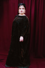 Load image into Gallery viewer, Velvet flocked black/brown Free size Kaftan Maxi Dress UK 6 - 26
