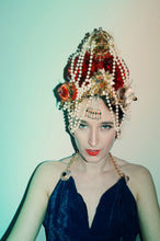 Load image into Gallery viewer, Red Crown Headdress - Fascinator - Costume - Burlesque
