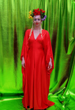 Load image into Gallery viewer, Red / HOT pink wet look Kaftan Dress
