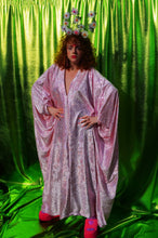 Load image into Gallery viewer, Pale Pink Velour Kaftan Gown with Purple holographic spots

