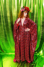 Load image into Gallery viewer, Red and multicoloured Sequin Kaftan Gown
