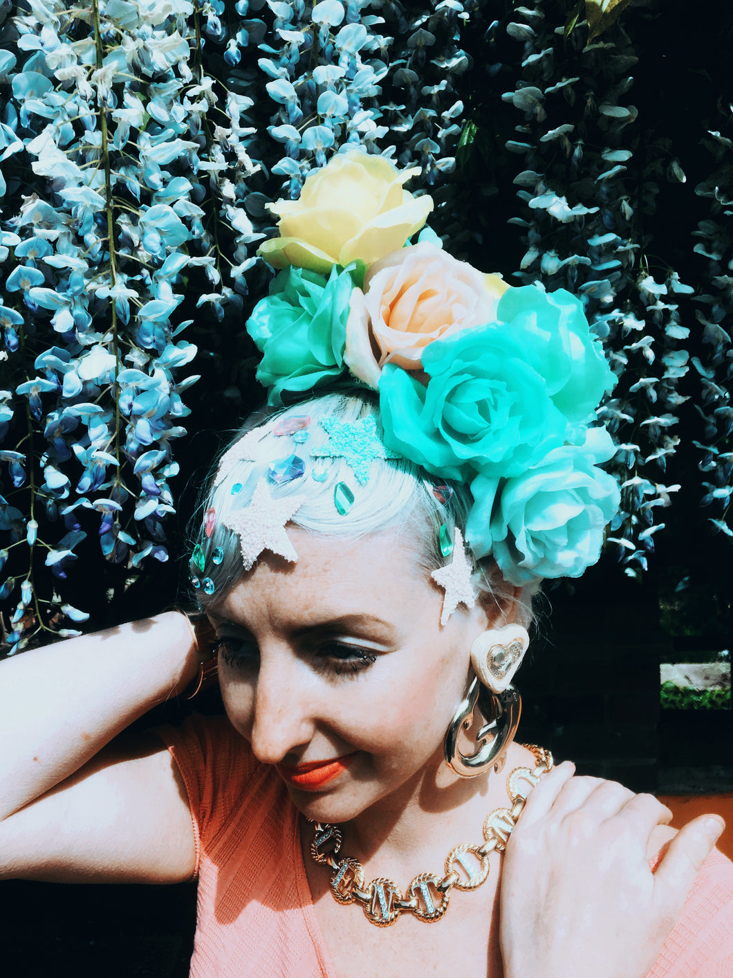Pastel Roses flower headband / headpiece