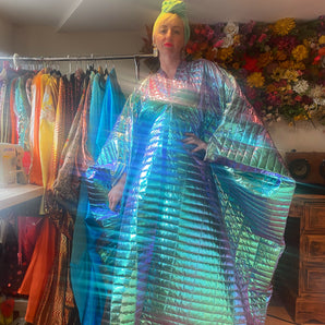 Metallic Holographic/ Pearlescent shimmer double sided quilted Kaftan Gown