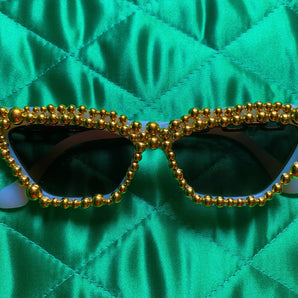 Liquid Gold jewel encrusted pointy SunGlasses