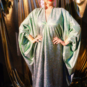 High Glitter Green/Black ombre Gown / kaftan Dress