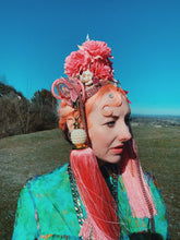 Load image into Gallery viewer, Tassle Pink Glitter Flower Stars Crown
