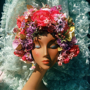 VintageFlower bonnet / crown / Lilac Blossoms