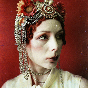 Bespoke vintage jewels and chains Flower headpiece