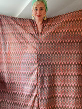 Load image into Gallery viewer, 70s Inspired glitter lurex zig zag reversible Kaftan Dress
