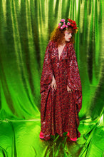 Load image into Gallery viewer, Red and multicoloured Sequin Kaftan Gown

