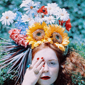 Multi coloured floral Summer Sunflower Festival Costume Headdress