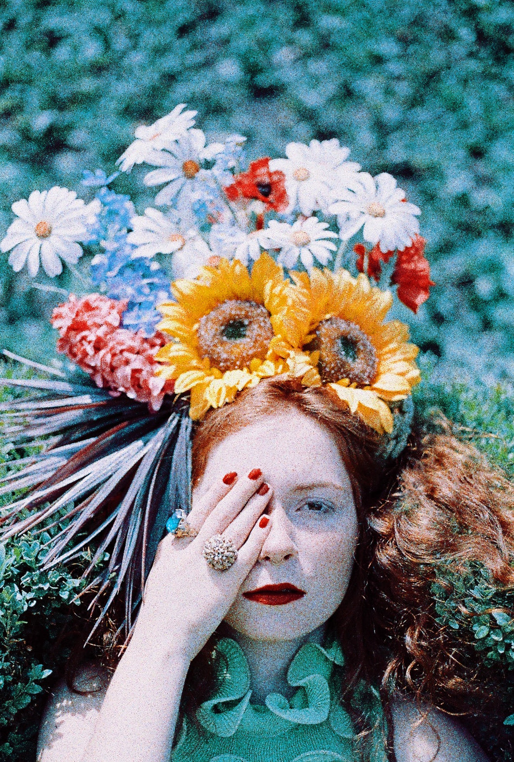 Multi coloured floral Summer Sunflower Festival Costume Headdress