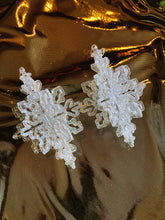 Load image into Gallery viewer, Large 3D clear Glitter Snowflake Earrings

