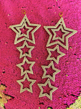 Load image into Gallery viewer, Giant Star Silver Glitter Dangle Earrings

