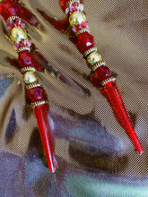 Load image into Gallery viewer, Long Dangle and Drop earrings in Red and Gold
