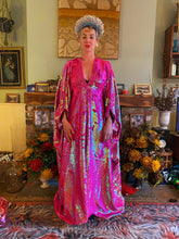 Load image into Gallery viewer, Heavily sequinned HOT pink iridescent shiny/matte Free size Kaftan Gown UK 6 - 26
