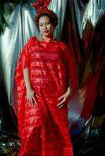 Load image into Gallery viewer, Tinsel Tassel Red Maxi Kaftan Dress
