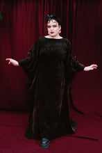 Load image into Gallery viewer, Velvet flocked black/brown Free size Kaftan Maxi Dress UK 6 - 26
