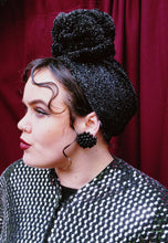 Load image into Gallery viewer, Tinsel Knit Black Top Not Stretch Turban
