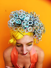 Load image into Gallery viewer, Blue iridescent sequin sprays headpiece.
