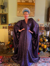 Load image into Gallery viewer, Glitter Pink/lilac and Black Lurex Maxi Kaftan Gown/Dress
