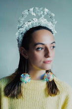 Load image into Gallery viewer, 50s earrings Vintage white sequin Halo Crown
