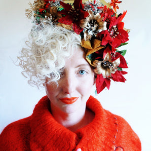 Christmas Red and Gold Butter Blocks headpiece