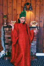 Load image into Gallery viewer, Metallic Tinsel Knit Kaftan Dress - RED
