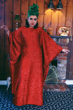 Load image into Gallery viewer, Metallic Tinsel Knit Kaftan Dress - RED
