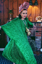 Load image into Gallery viewer, Metallic Tinsel Knit Kaftan Dress - GREEN *4 WEEK DELIVERY

