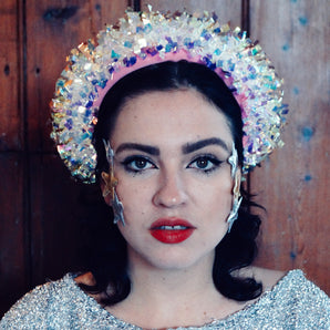 Iridescent vintage tinsel headband