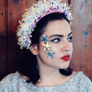 Iridescent vintage tinsel headband
