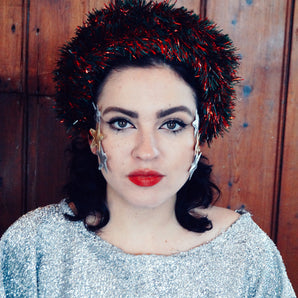 Red and Green vintage tinsel headband