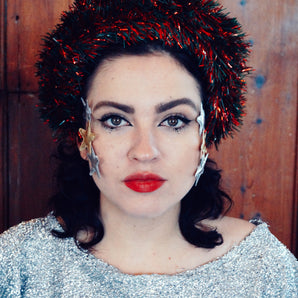 Red and Green vintage tinsel headband