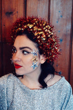 Load image into Gallery viewer, Red and Gold vintage tinsel headband
